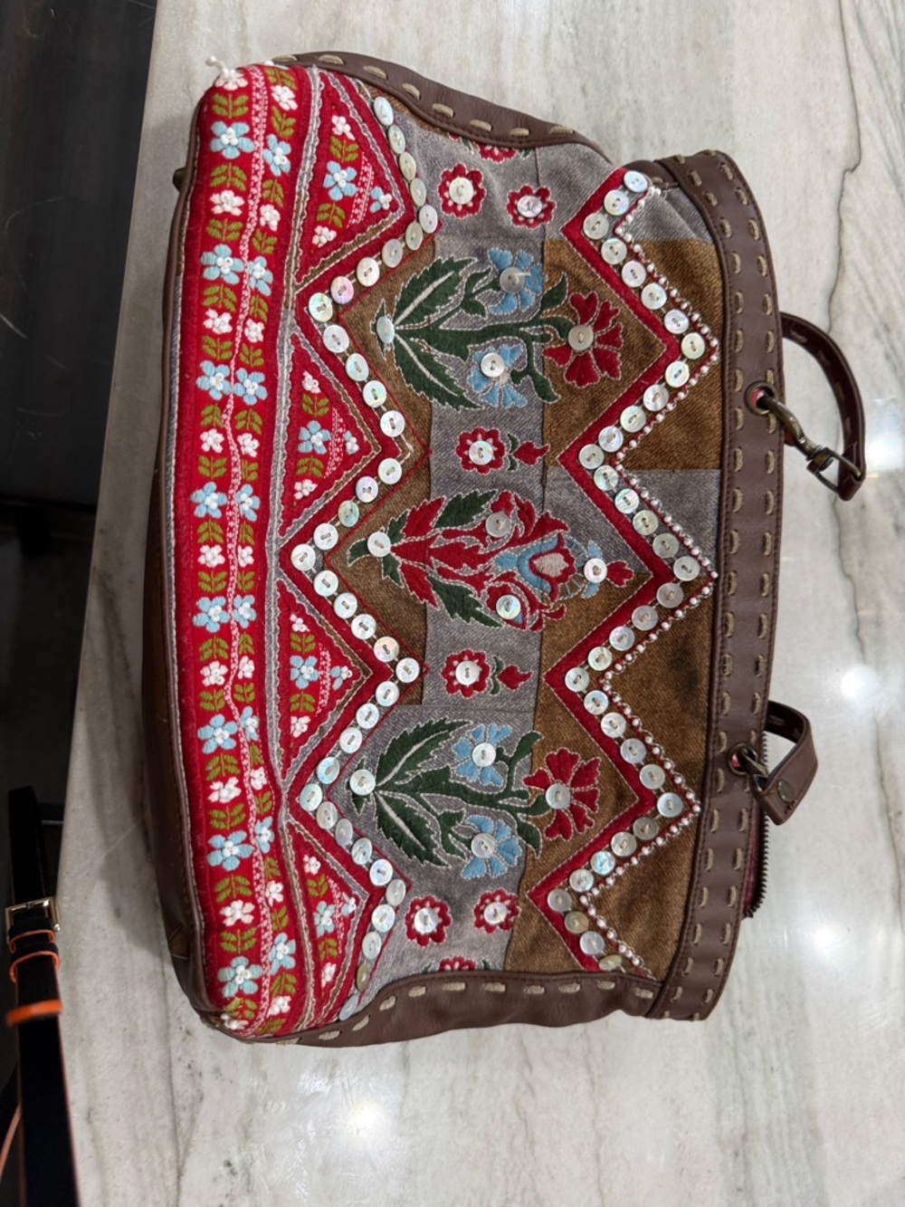 Isabella Fiore Embroidered Hobo in Red, Brown, Blue, Green